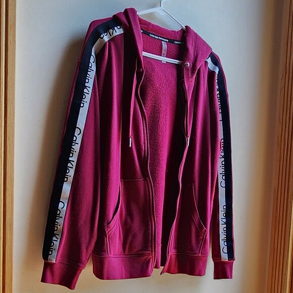 Calvin Klein Performance Pink/Black Zip-Up Hooded Sweatshirt Size Large - Picture 3 of 14